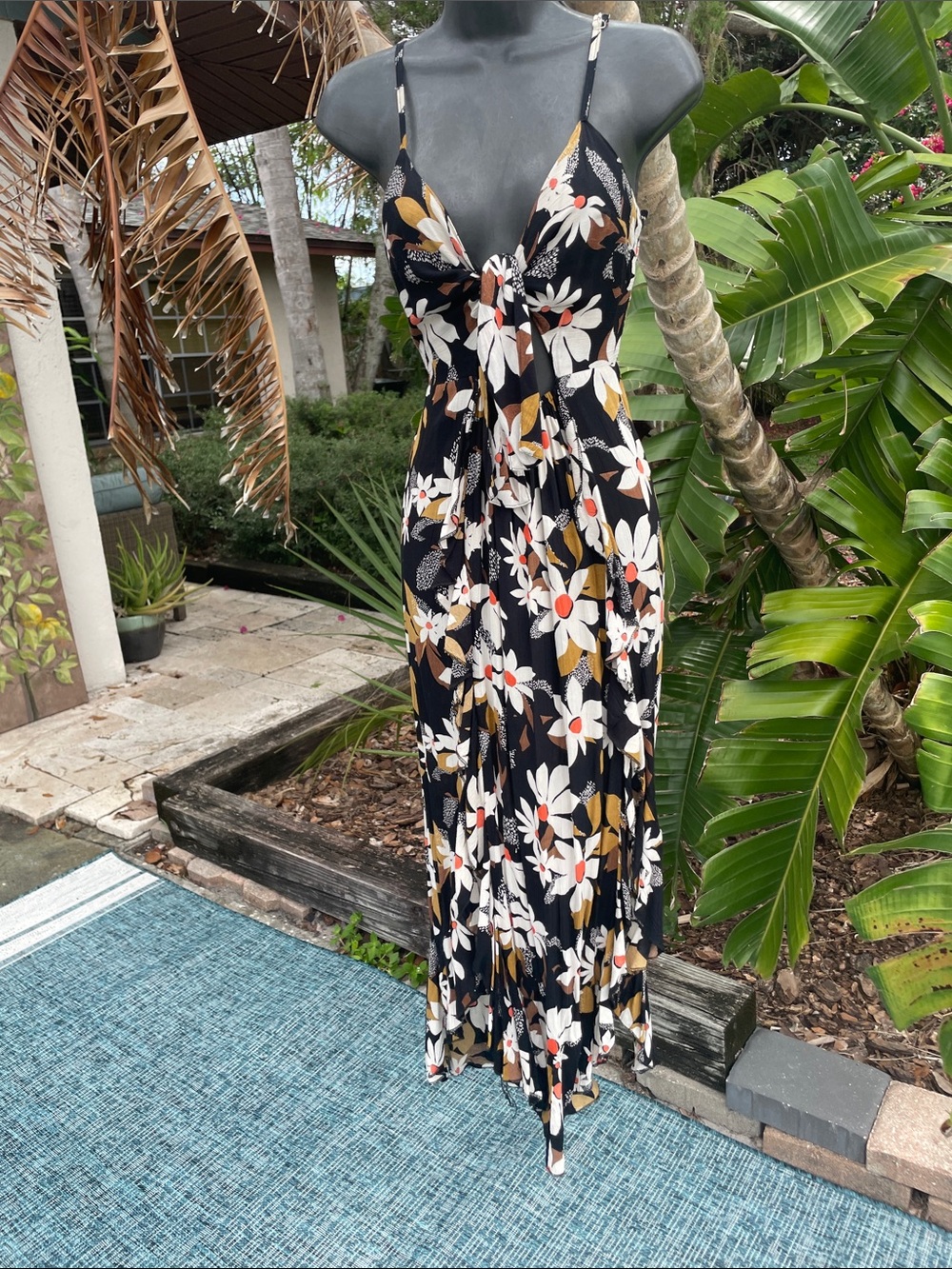 dark floral spaghetti strap dress by Angie